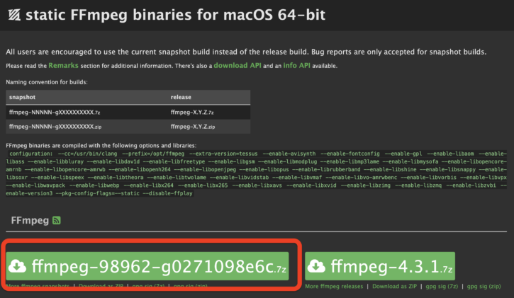 homebrew install ffmpeg
